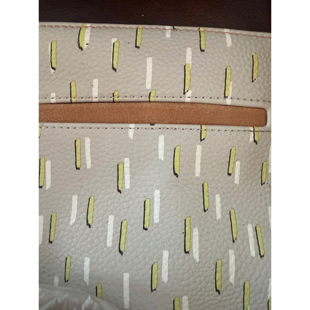 Thirty-One Around Town Tote Gray Lime Green Dashed Faux Leather Shoulder Bag - Picture 5 of 8